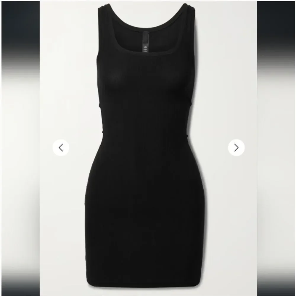 Skims Ribbed Tank Dress in Black Size S
